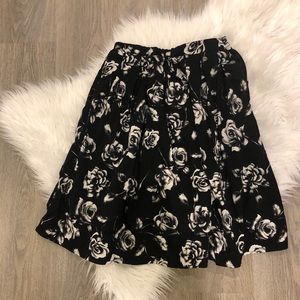 Rose Patterned Black & White Skirt